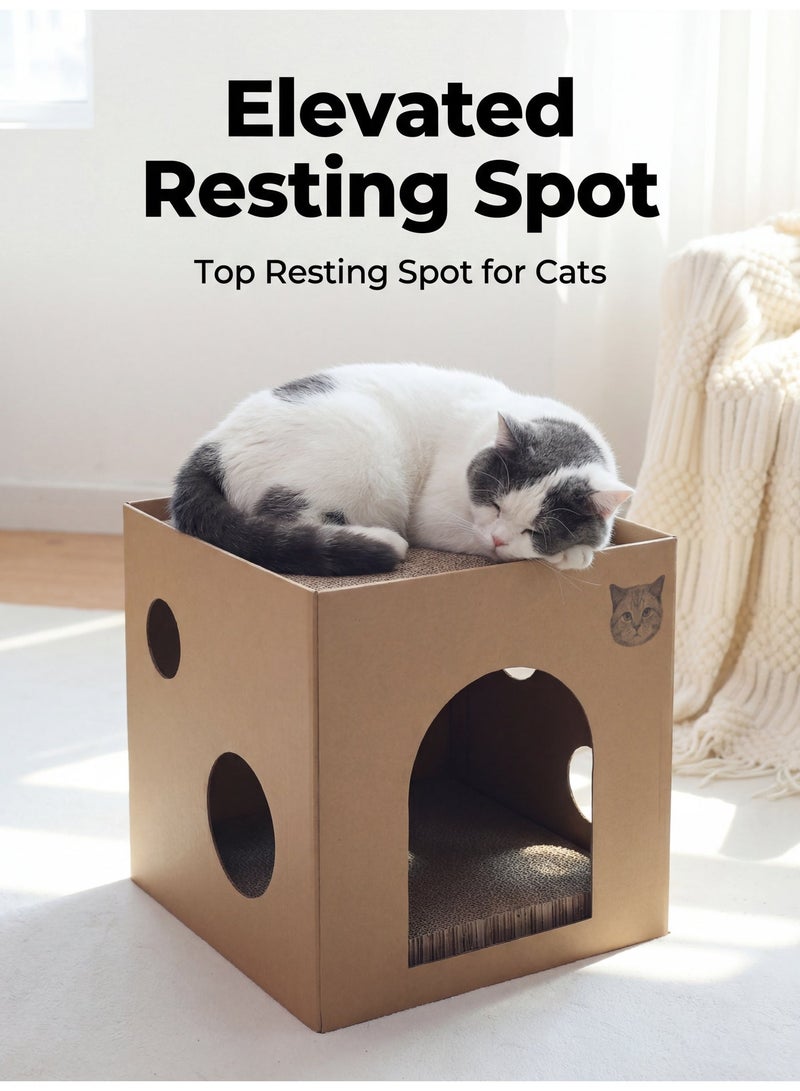 سرير قطة مزدوج الاستخدام للنوم والخدش، صديق للبيئة، سهل التنظيف، خدش بطبقتين، مثالي للأماكن الصغيرة ومنازل القطط المتعددة - Image 2